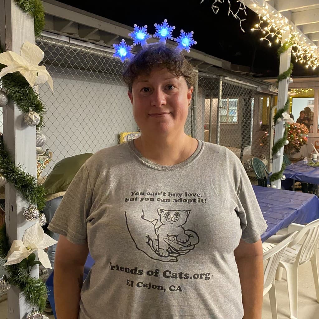 Friends of Cats booth at a community event with handmade crafts